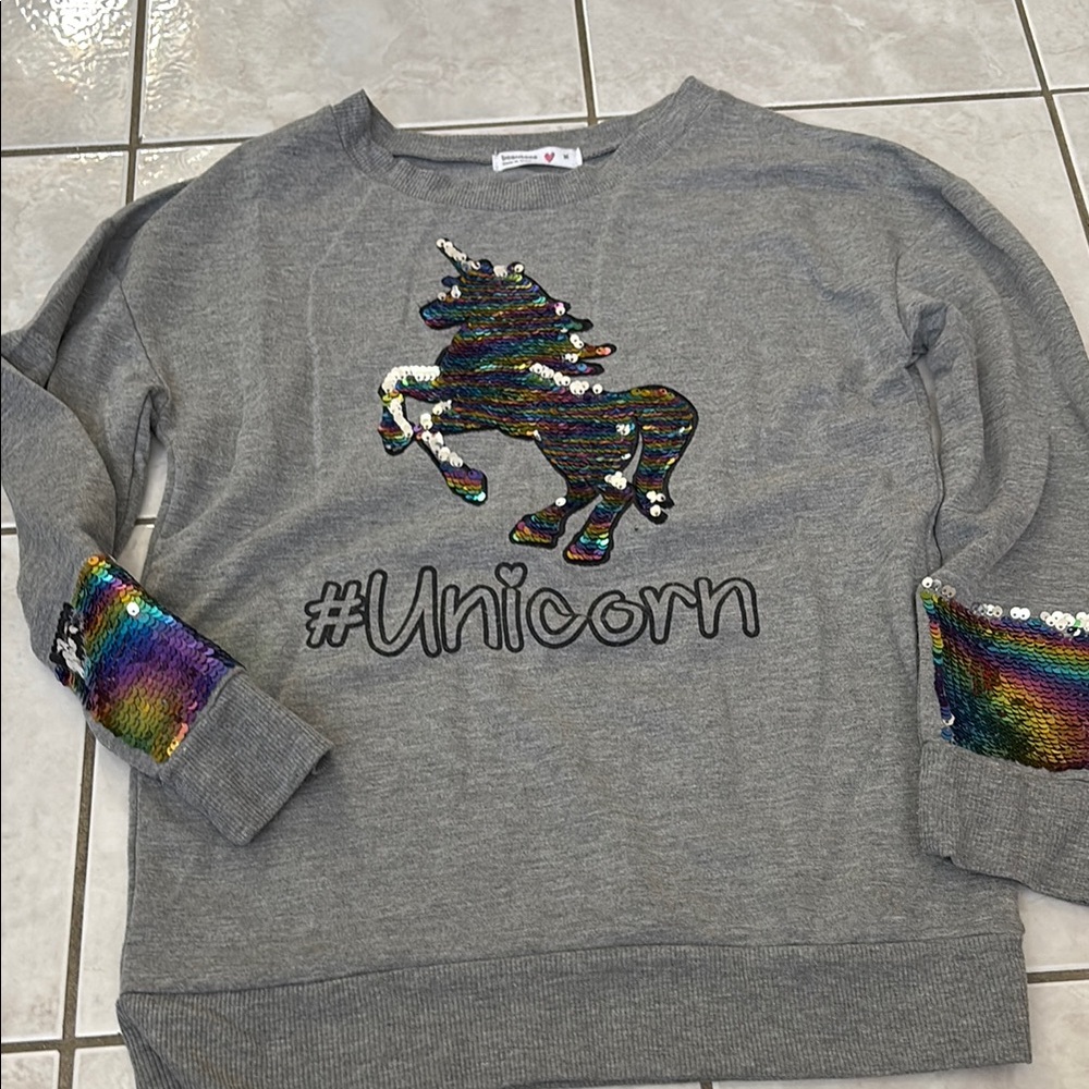 Gray Unicorn Kids Sweatshirt